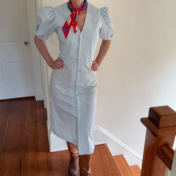 NWT Horses Atelier Puff Sleeve Button Front Dress - Picture 16 of 16